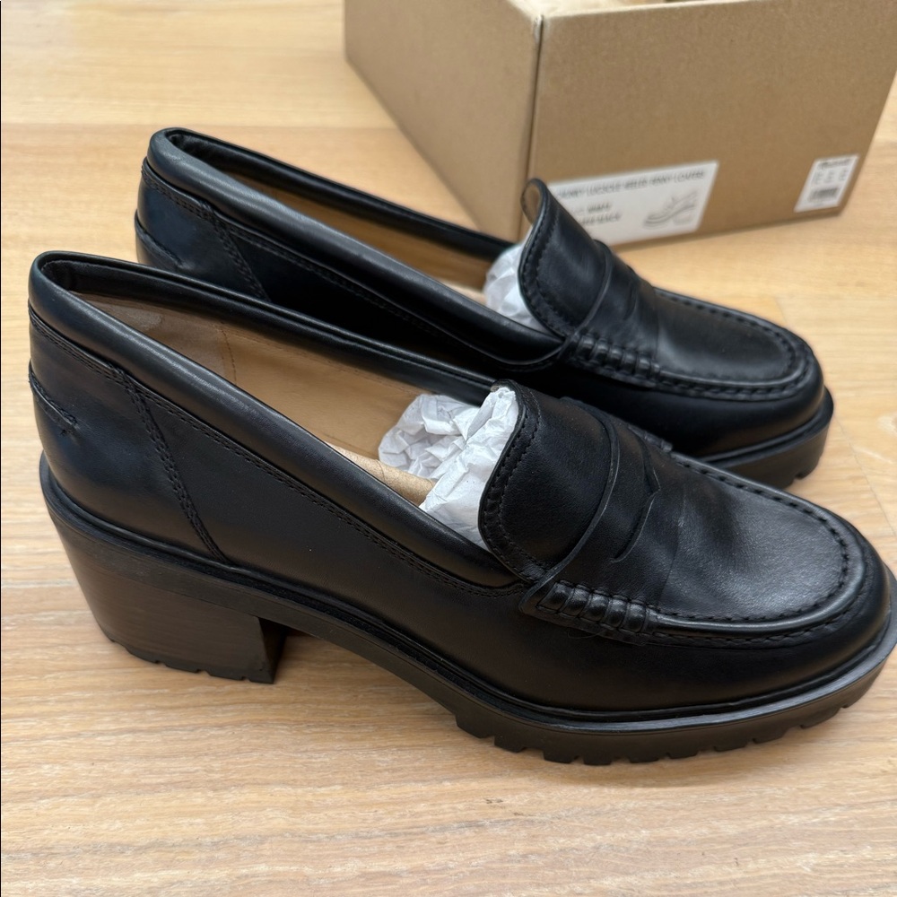 Chunky Lugsole Heeled Penny Loafers